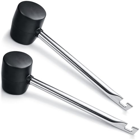 com-four® 2x Gummihammer mit Heringauszieher 440 g - Schonhammer mit Metallschaft - Hering-Hammer für Camping und Handwerk - gedämpfter Sanft-Schlaghammer
