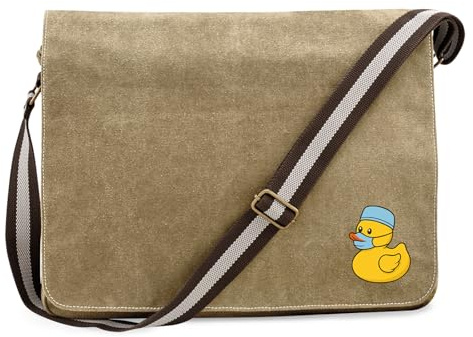 Huuraa Umhängetasche Quietscheente Gesundheits- und Krankenpflege Comic Gummiente 14 Liter Sahara Canvas Laptoptasche Geschenkidee