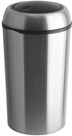 DENIOS - Poubelle en inox, à couvercle basculant sur le dessus, ronde, 75 litres