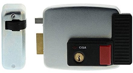 CISA 111731602, Serratura Elettrica da Applicare con pulsante, 12 V, Zincato, Entrata 60, Mano Sinistra