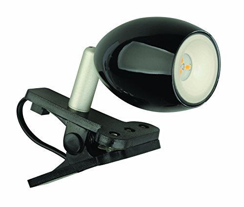 Jedi Lighting Warmton-LED, Clip-Light/Klemmleuchte Araled dreh- und schwenkbar. Mit 230V Netzzuleitung. Schwarz. 100 lm.