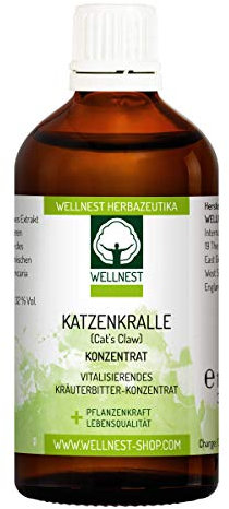 Wellnest Bio Katzenkralle Konzentrat 1er Pack (1 x 100 ml) – naturrein, vegan, handgemacht aus Cat’s Claw (UNA de Gato)
