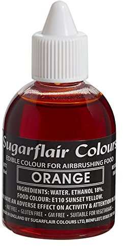 Sugarflair Orange Edible Airbrush Colour - Edible Food Colouring Airbrush Paint for Cakes, Cupcakes, Icing and Cake Decorations - 60ml