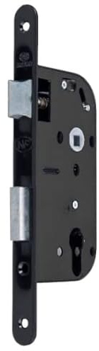 Bricard - Serrure à larder à cylindre axe 50mm noir A encastrer réversible bouts ronds NF