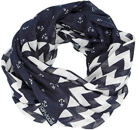Depesche 8791 Loopschal Top Model, dunkelblau mit Ankern