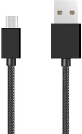 IWIO Black THIN USB 2.0 Micro USB to USB 2.0 SYNC & CHARGE Charging Tangle Proof Cable (1 Meter) compatible with Smok X Cube Ultra Box Mod