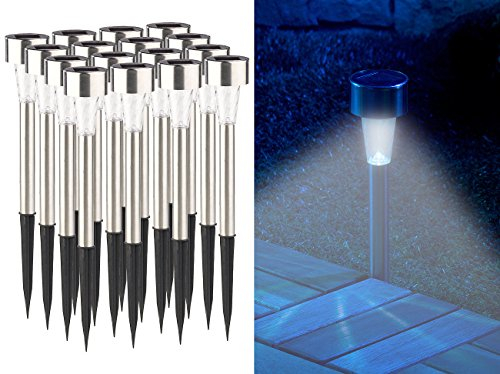 Lunartec Solarleuchten Garten: 16er-Set Mini-Solar-LED-Wegeleuchten mit Dämmerungssensor, IP44 (LED Gartenleuchten, Solar Wegleuchten, Gartenleuchte Standleuchte)