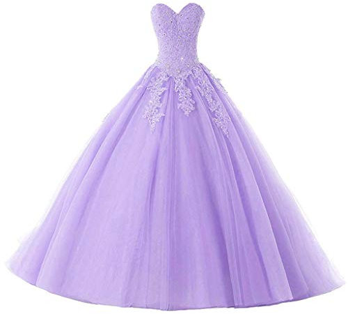 Vantexi Damen Liebsten Lang Spitze Tüll Abschlussballkleid Ballkleid Festkleider Flieder Größe 58