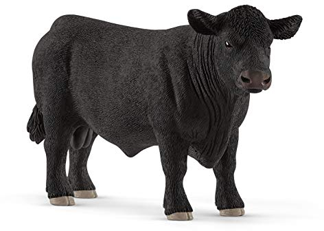 SCHLEICH Farm World | Black Angus Bulle 13879 Bauernhof Spielfigur | detailgetreue Tierfiguren | tolles Geschenk für Jungen und Mädchen | Bauernhof Spielzeug ab 3 Jahre | 14 x 4 x 7 cm
