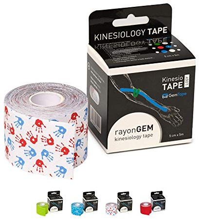 GemMedical RayonGEM Kinesiologie tape Hands Rolle 5cm x 5m | Kinesiotapes | Wasserfestes & elastisches | Hautfreundliche Sport Tapes | Profi Physio Tape | Muskelunterstützung | Weiß mit Hände