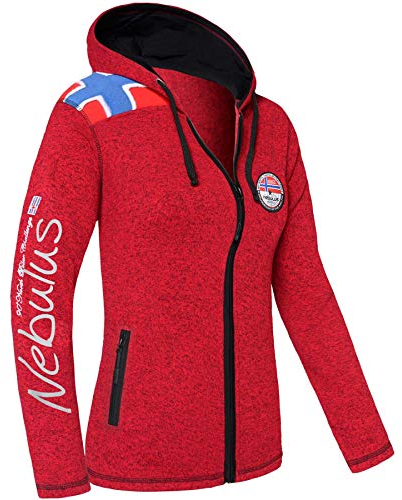 Nebulus Damen Fleecejacke NORSKA, warme Fleece Jacke, mit langem Full-Zip Reißverschluss, rot meliert - M/38
