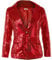 dressforfun Blazer Damen, Kostüm Damen Pailletten Oberteil Damen, Glitzer Oberteile Damen, Jackett, Faschingskostüm, Disco Kostüm Damen, Rave Outfit Damen, 80er Jahre Outfit, rot, XL