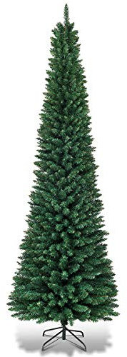 GOPLUS Künstlicher Weihnachtsbaum 150/180/210/240cm, Bleistift Tannenbaum mit Metallständer & üppigen Zweigen, Christbaum künstlich für Festival, Partys