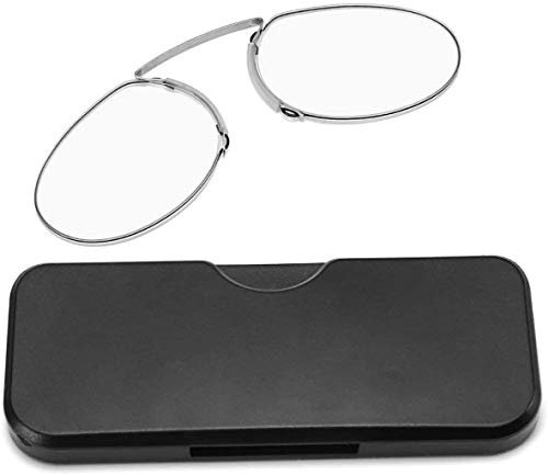 QMZDXH Occhiali da Lettura con Pinza per Il Riposo del Naso per Uomo Donna - Occhiali da Lettura Senza Braccia con Custodia - Lettori Portatili