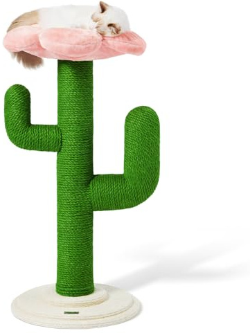 VETRESKA Poste rascador para gatos de 41.3 pulgadas con cama, poste alto para gatos de interior, torre de árbol para gatos 2 en 1, rascador de yute extra grande, torre de árbol para rascar gatos