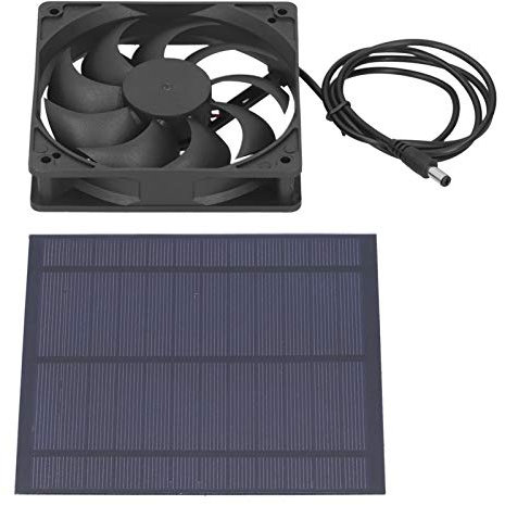 POCREATION Panneau solaire 5 W, panneau solaire 6 V avec ventilateur de ventilation pour serre, niche, niche, taille environ 120 x 120 x 25 mm
