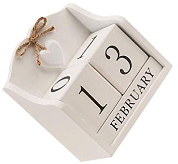 Holz Kalender Blöcke Schreibtisch Kalender Ewiger Kalender Monatliche Holz Cube Desktop Kalender Planer Fotografie Requisiten (Weiß)