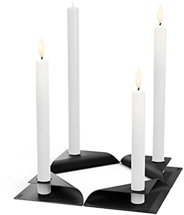 höfats - Square Candle - Kerzenhalter aus Edelstahl für Stabkerze 20-24mm - Kerzenständer in schwarz - 17x9x2,5 cm - 4er Set