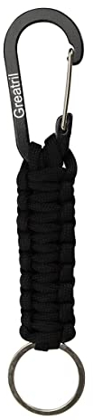 GREATRIL Schlüsselanhänger Karabiner Schwarz - Paracord Karabinerhaken Schlüsselanhänger Kurz für Arbeit Autoschlüssel Flasche Camping Wandern Jungen/Mädchen/Herren/Frauen