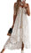 CUPSHE Women's Summer Slip Boho Maxi Dress Lace Up Tassel V-Neck Flare Ruffle Beach Dresses White XS