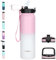 Goppus 1L/32oz Bouteille d'eau Acier Inoxydable avec Paille Bouteille d'eau Thermique Chaude à Double Paroi en Acier Bouteilles d'eau Isolées Bouteille d'eau Froide étanche Adulte avec 3 Couvercles