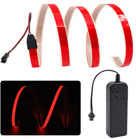 Biqing 3 Ft/1M EL Wire Light,Neon Glowing Electroluminescent Wire Light Kit Cuttable DIY EL Wire Strip 3Mode Stay/Slow/Fast Flash with Battery Pack for Cosplay Party Decoration(Red)