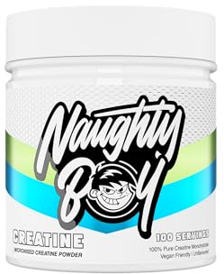 Naughty Boy Micronised Creatine Monohydrate Powder, 100% Pure 200 Mesh Creatine, Unflavoured, 300g, 100 Servings