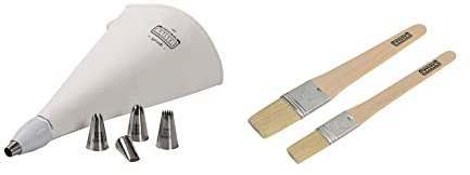 ORIGINAL KAISER - La Forme Plus Starter Set Spritzbeutel inkl. Backpinsel 9-teilig, wiederverwendbarer Spritzbeutel groß mit Tüllen, Adapter, 5 Spritztüllen, Kochfest, Schneidehilfslinie