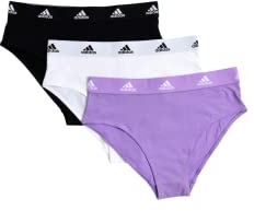 adidas Damen 3-Pack Unterwäsche im Bikini-Stil, Schwarz/Weiß/Flieder, XS