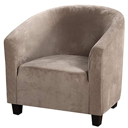 Housse de fauteuil tonneau en velours doux – Très extensibles – Housses de chaise de club souples pour salle à manger, salon, Internet, café, bar, bureau, réception (marron)