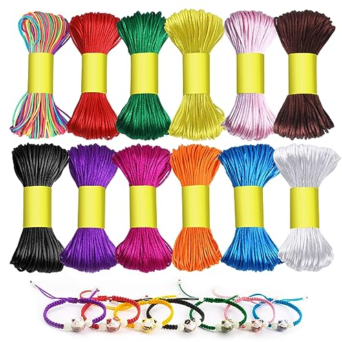 WHC 12 Pezzi 1.5mm Filo per Braccialetti, Cordoncino Per Braccialetti 12 Colori Fili per Braccialetti Fai Da Te Filo Nylon Per Braccialetti per Gioielli DIY Cordoncino per Collane E Bracciali