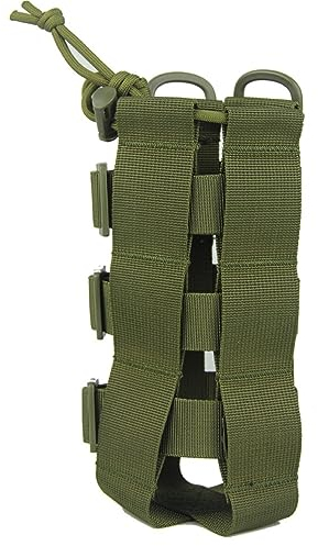 CRSUSUKJ Poche de Bouteille d'eau Tactique Ajustable Poches pour Sac à Dos Porte-Bouteille Molle Sac d'eau en Nylon Noir avec Sangle pour l'extérieur Marche Camping voyageant (Vert)
