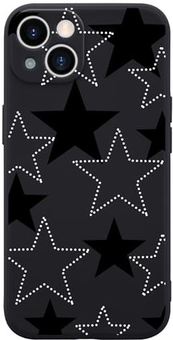 Wihytec Stars Black Phone Case for iPhone 12 Star Case Cover Liquid Silicone Soft Gel Rubber Durable Matt Phone Cover with Microfiber Lining Protective Cover