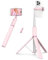 ATUMTEK Palo Selfie 140cm, Palo Selfie Tripode para Movil con Control Remoto Bluetooth Recargable, Trípode de Aluminio Extensible Selfie Stick Compatible con Teléfonos iPhone Samsung y Android - Rosa
