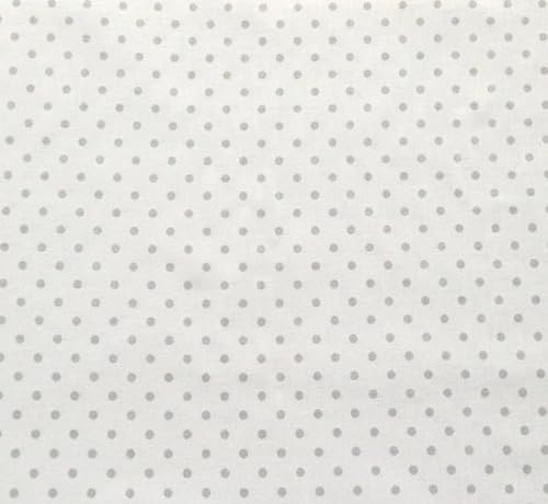 Textrend Baumwollstoff Stoffe Meterware - Stoff zum Nähen - 100% Baumwolle - Textilien 1x1.6m - Stoffe Meterware - Stoff mit weißen Punkten 4mm (Grau auf weißem Hintergrund)