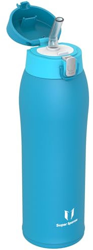 Super Sparrow Water Bottle with Straw - Ultralight Stainless Steel 18/10 Travel Mug - 750ml - BPA Free - Insulated Metal Flask - Leakproof Water Bottle for Sports, Travel, Work