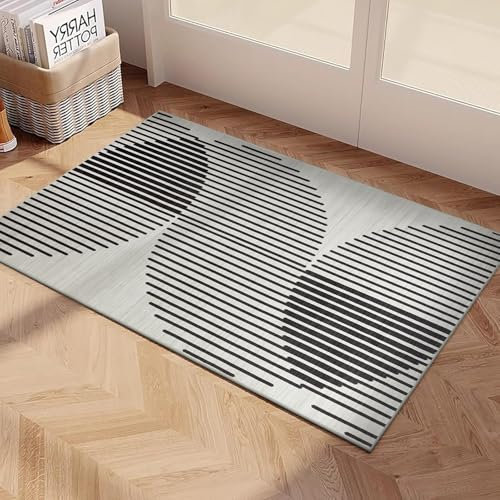 Imperial Rooms Rugs Living Room- Cream Rugs for Bedroom 60x110 Cm Non Shedding Super Soft Modern Kitchen Rug Geometric style Abstract Carpet Easy Care (Jett)