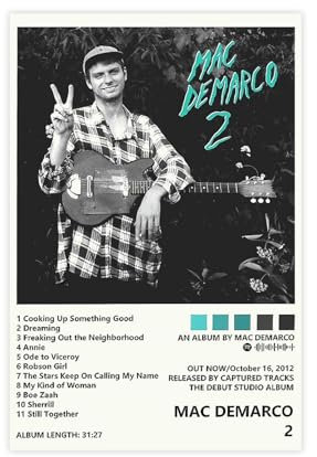 Mac DeMarco Musikposter, 2 Albumcover-Poster, Leinwandposter, Schlafzimmer-Dekor, Sportlandschaft, Büro, Raumdekoration, Geschenk, ungerahmt, 30 x 45 cm
