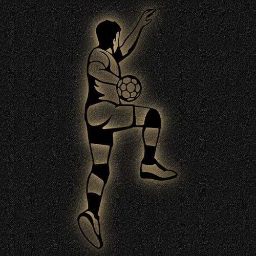 Namofactur DIY Handballspieler LED Dekolampe - MDF-Holz Handball Deko Lampe für Kinderzimmer & Wohnambiente, Batteriebetrieben, 12 Farben