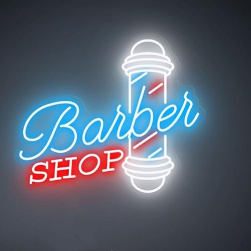 HFHungkeong Panneau néon LED à intensité variable pour magasin de coiffure - Décoration murale et de fenêtre - Matériau acrylique réutilisable - Salon de coiffure - Cadeau pour coiffeur - 37 x 32 cm