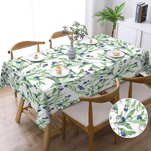 Tischdecke Outdoor Tischdecke Rechteckig Abwaschbar Gartentischdecke Tischdecken Fleckschutz Wasserdicht Tischtuch für Küche, Garten, Partys und Abendessen (Blaubeeren, 140x180 cm)
