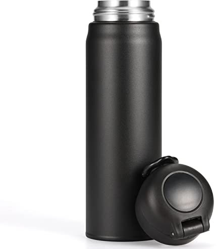 Olerd Thermosflasche 500 ml, Trinkflasche Edelstahl, Edelstahlflasche kalt&warm, Isolierflasche Auslaufsicher, Wasserflasche(Schwarz)