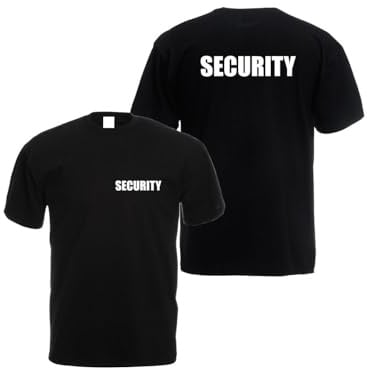 Alsino Security T-Shirt schwarz - Security-Shirt Sicherheit Shirt - 100% Baumwolle Rundhals - Druck Brust & Rücken