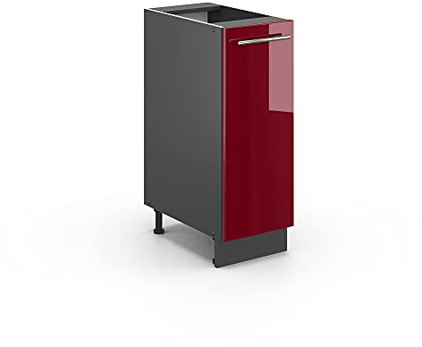 Vicco Apothekerschrank Fame-Line, Bordeaux Hochglanz/Anthrazit, 30 cm, AP Eiche
