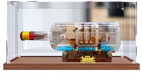 Vitrine en acrylique pour bouteille Lego dans le bateau 21313, boîte de présentation transparente anti-poussière compatible avec le kit Lego 21313 (modèle non inclus) (3 mm)