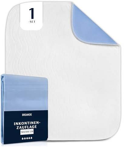 Dreamzie Inkontinenzunterlage Waschbar 70 x 100 cm - Matratzenschoner Saugfähig und Wasserdicht - Inkontinenz Bettunterlage