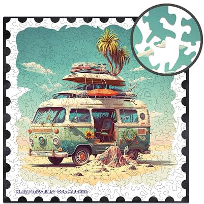 Milliwood Hello Traveler Köstliches Puzzle - Großartiger Spaß für die ganze Familie - Unregelmäßig geformtes Puzzle - Costa Brava - 40x40cm - 250 Teile