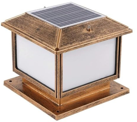 Standleuchte Aussen Pollerleuchte Solar-Pfostenkappenleuchte for Außendecks, klassischer Solar-Säulenscheinwerfer, 4 Farben, verstellbarer Säulenscheinwerfer mit Fernbedienung for Gartenlaternen-Zauns