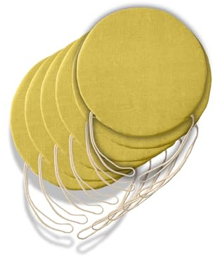 6 abnehmbare runde Kissen für Küchenstuhl, Sitzkissen für Wohnzimmerstühle - Stuhlkissen mit Schnürsenkeln hergestellt in Italien - Dicke 3 cm - Wohnaccessoires (Gelb, Durchmesser 40 cm)
