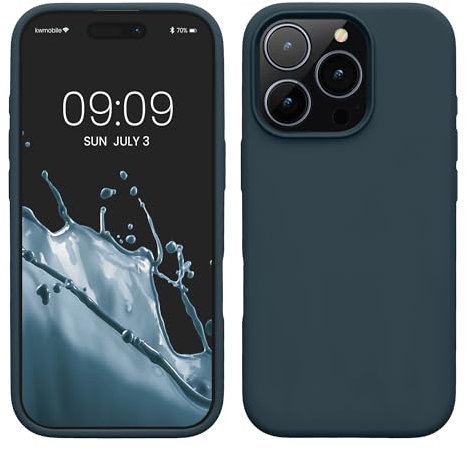 kwmobile Cover per iPhone 16 Pro Custodia - Back Case per Smartphone in Silicone TPU - Protezione Gommata - ardesia scuro
